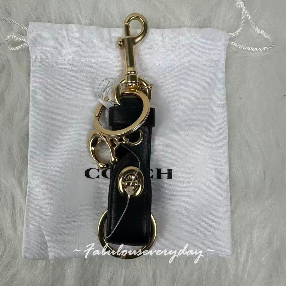 Coach Trigger Snap Bag Charm In Leather/Gold/Black CR727 NWT - Picture 2 of 7